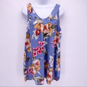 NEW Aloha Hut Hawaiian Flower Tank Top Sz XS